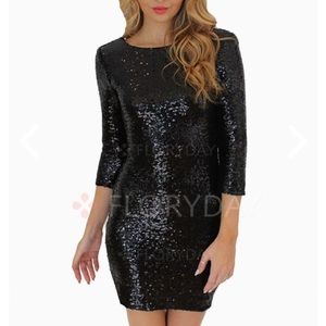 Black sequin party dress